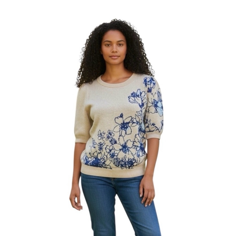 Sonal Nathwani Harmon Jacquard Sweater Tee by Maeve